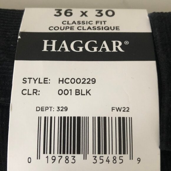Haggar Premium Stretch Corduroy Classic Fit Straight Leg Pants Black 36x30 NWT - Picture 10 of 16